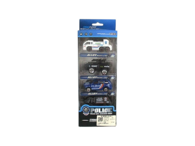 FREE WHEEL METAL POLICE CAR SET(K-04)