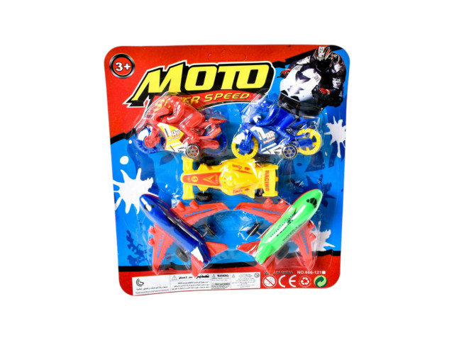 FREE WHEEL PLANE WITH MOTORCYCLE AND CAR